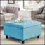 Grand repose-pieds de rangement carré avec pieds en bois, table basse capitonnée avec garniture cloutée-1392269576