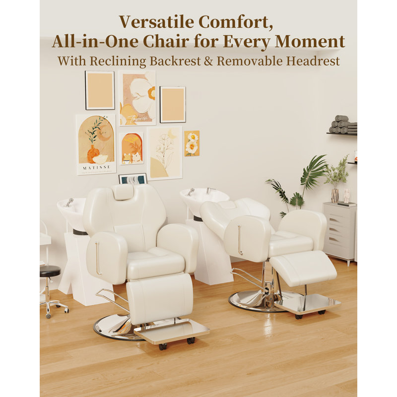 Chaise de dessinateur en similicuir, Crème