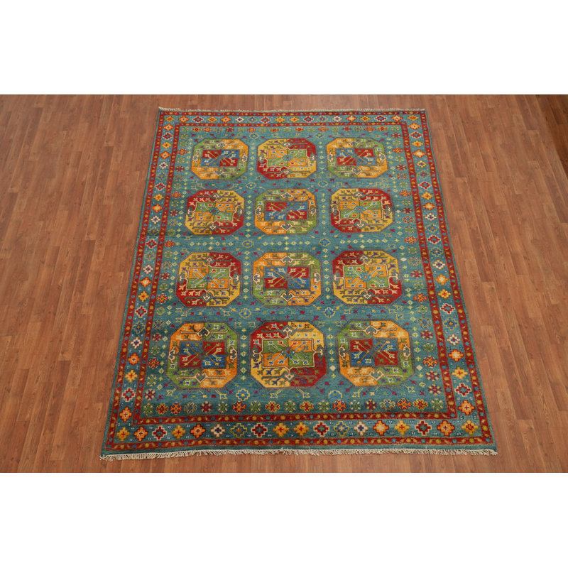 Tapis indien géométrique Kazak 8 x 10