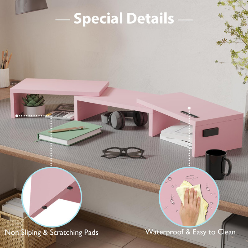 Berardinelli Engineered Wood Monitor Stand, Pink