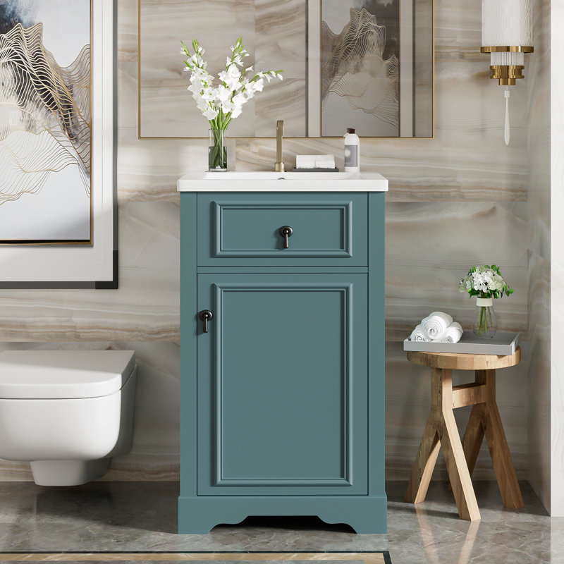 Bathroom Vanity with Ceramic Sink, Green