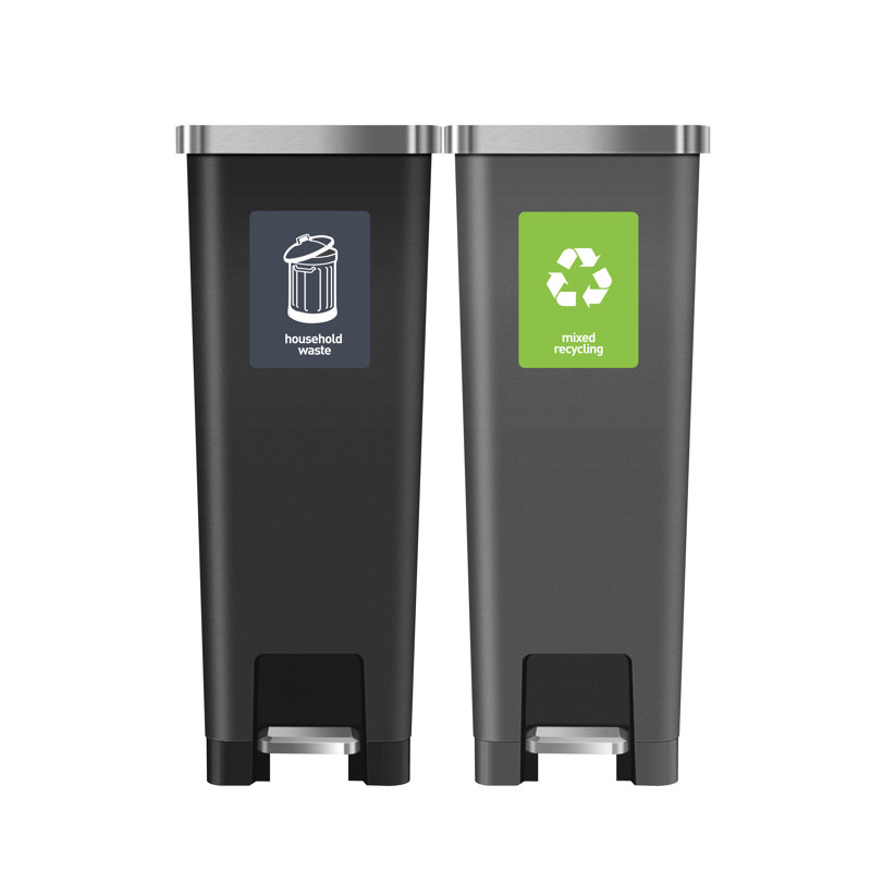 Hana Recycler Bin, Black, 60" H x 22" W x 35" D, 30