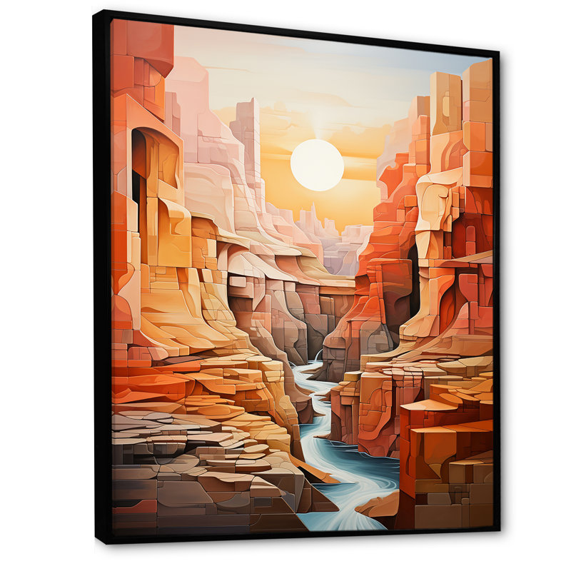 «Abstract Canyon Desert Storm II», reproduction sur toile, Cadre flottant noir, H 20 po x l 12 po