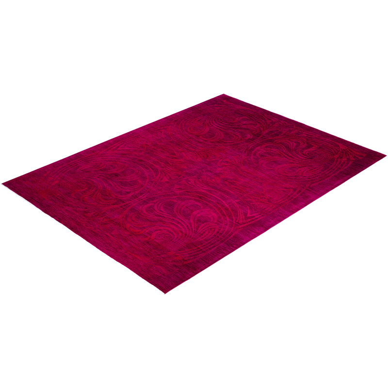 Overdyed Hand-Knotted Wool Modern-Contemporary Pink Area Rug 8' 9" x 12' 0"