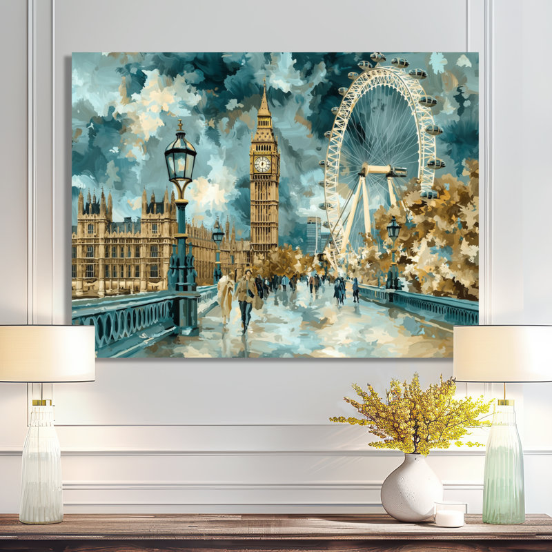 «Big Ben And The London Big Wheel II», Royaume-Uni, impression sur métal, H 34 po x l 44 po