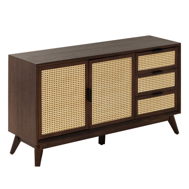 Ailia 58" 3 Drawer Sideboard Fully Assembled, Walnut