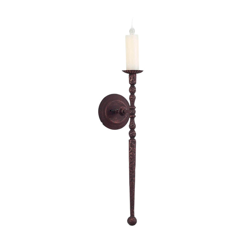 1 - Light Candle Wall Light, Pewter Gold
