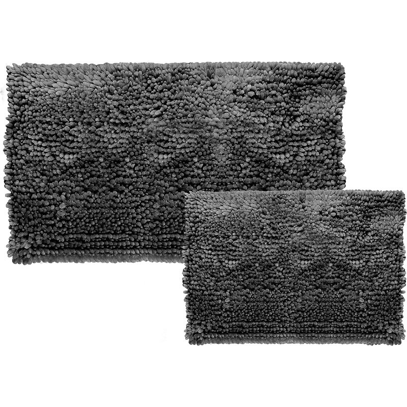 Microfiber Non-Slip Bath Rug, Charcoal