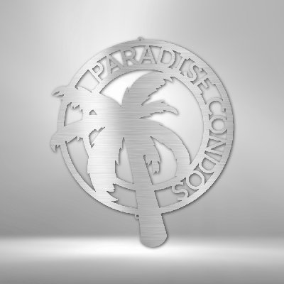 Décoration murale en métal personnalisable, monogramme de palmier et panneau en acier