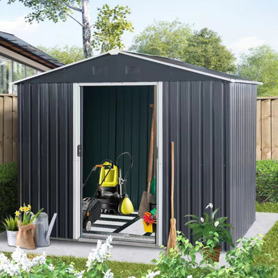 8ft x 6ft Outdoor Metal Storage Shed with Metal foundation