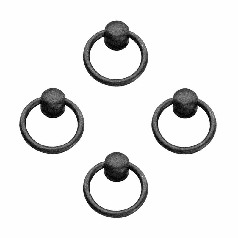 Black Matte Wrought Iron Mission Style Cabinet Ring Pulls Set