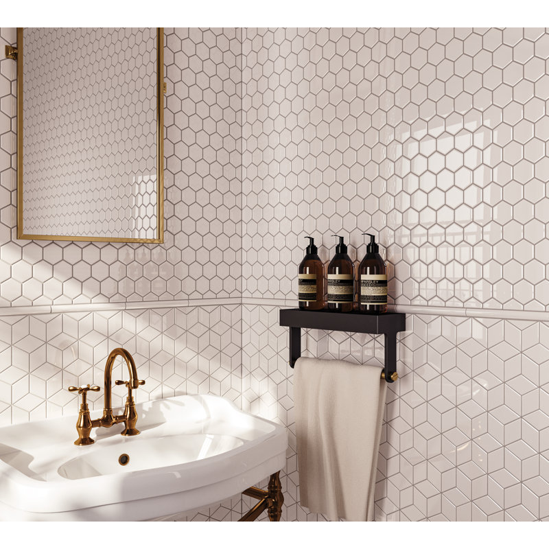 Le Cafe 11" x 12.75" Porcelain Marble Look Wall & Floor Tile, White