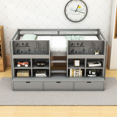 Loft Bed with Shelves and Chalkboard