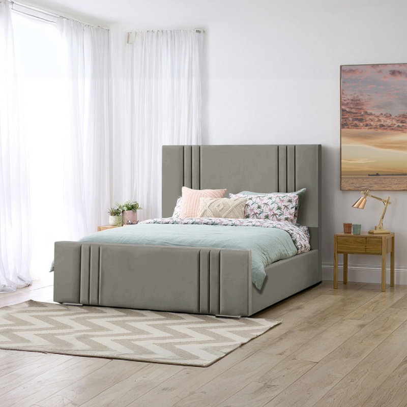 Adelpho Upholstered Bed, Grey, Double (4'6)