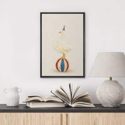Whimsical Circus Animal Show Nursery Theme Elephant Lion Rabbit Decor Framed Canvas Master Bedroom Wall Art Work Print