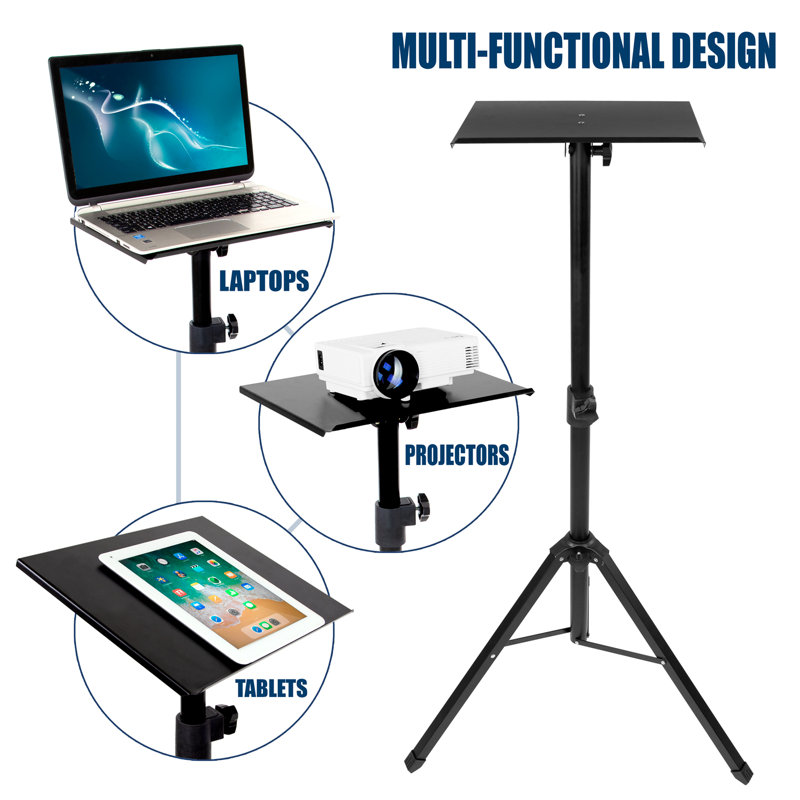 Mount-It! Height Adjustable Tripod Projector and Laptop Stand for Indoor & Outdoor with Stand Tray