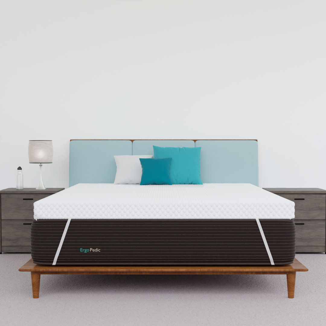 Zenwave 3" Memory Foam Topper With Coppercell and Washable Cover Ergo-Pedic Bed 