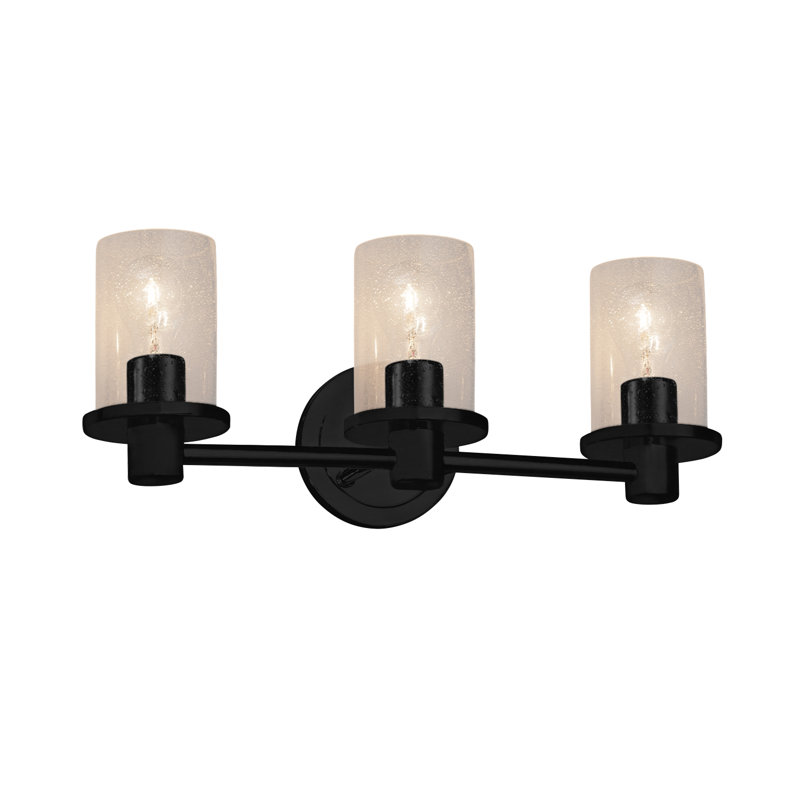 Casson 3 - Light Dimmable Vanity Light, Matte Black, Frosted Crackle