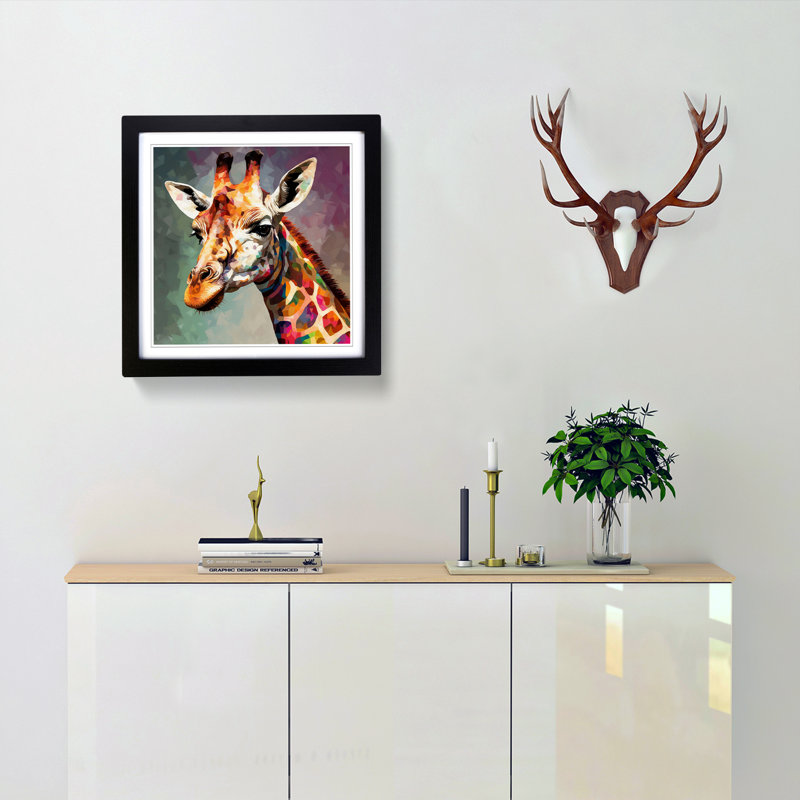Giraffe Abstract - Single Picture Frame Print on Wood