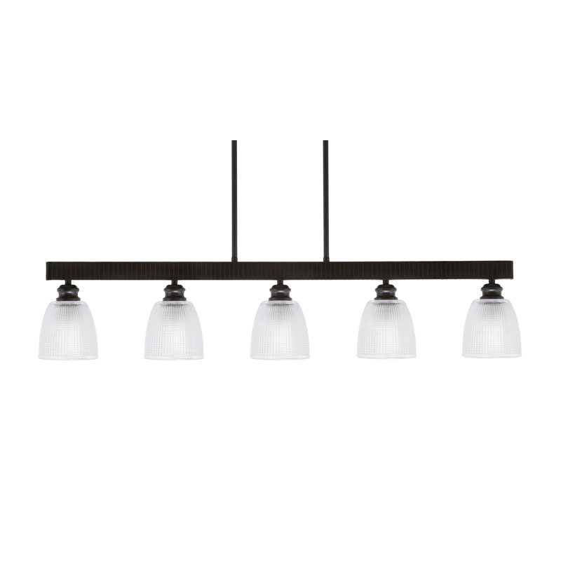 Edge 5 Light Bar Shown With 5" Clear Ribbed Glass, Espresso