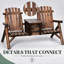 Banc Adirondack double classique à lattes avec table partagée, idéal pour des réunions confortables sur la véranda et dans le jardin.-590269488