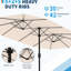 Très grand parasol de patio double-face - Parasol de marché extérieur rectangulaire de 15 pi (base non incluse) - Parasol double pour piscine, pelouse et cour arrière - Kaki-1946181083