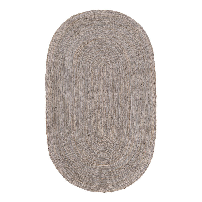 Tapis gris en jute / sisal fabriqué à la main Judlaph, Ovale 5 pi 1 po x 8 pi