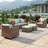 5 - Person Outdoor Wicker Patio Conversation Set with Swivel Chairs-100537939-102529898
