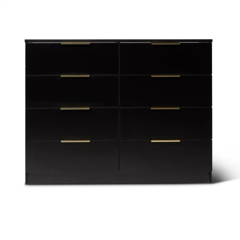 Glenhaven 98cm W 8 - Drawer Chest of Drawers, Black