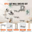 Ensemble de 6 tablettes murales pour chat avec tablettes de saut et support pour hamac