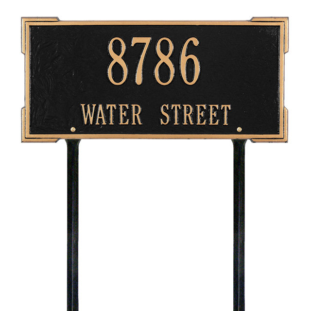 Plaque d'adresse sur 2 lignes Roanoke, Oui, Noir et or