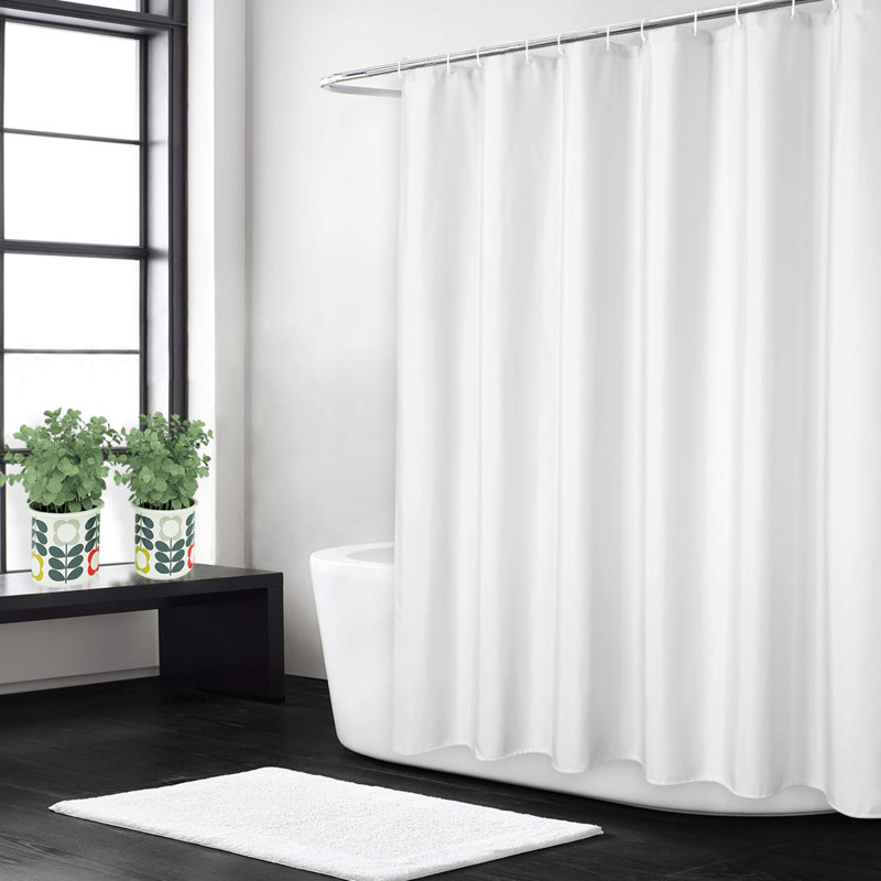 230GSM Cationic Waterproof Linen-Look Shower Curtain – Double Warp & Weft, Super Waterproof, Elegant Bath Curtain – Durable Easy-Clean – 72" x 96", White