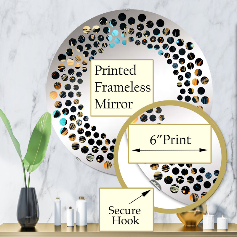 Miroir mural à pois éclectique I, 31,4 po x 31,4 po