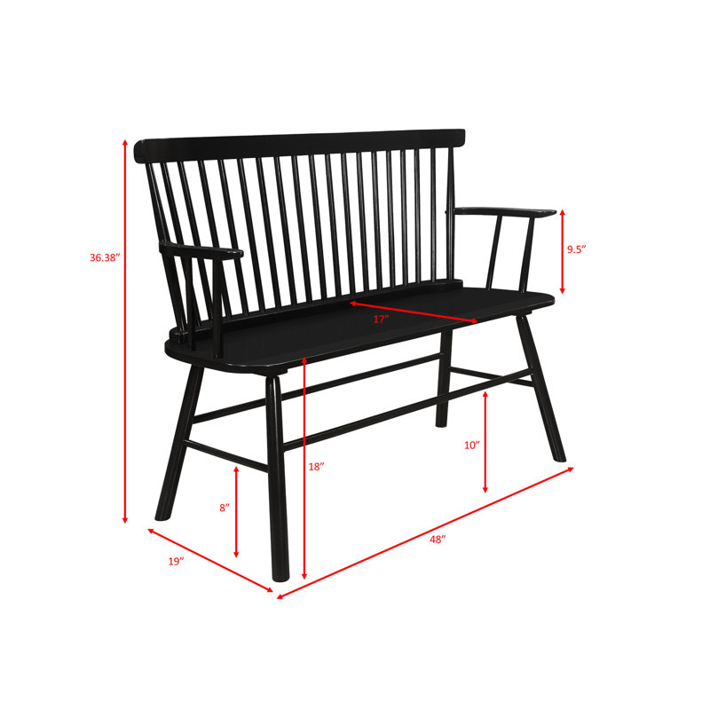 Living Space Black Wood Spindle Back Arm Chair For With Feature, Black