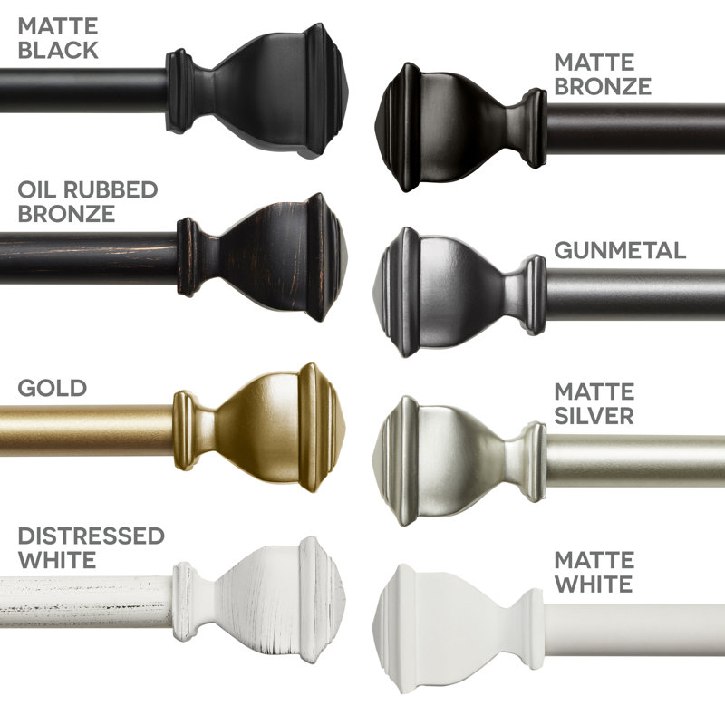 Gold Adjustable Iron Curtain Rod with Square Finials