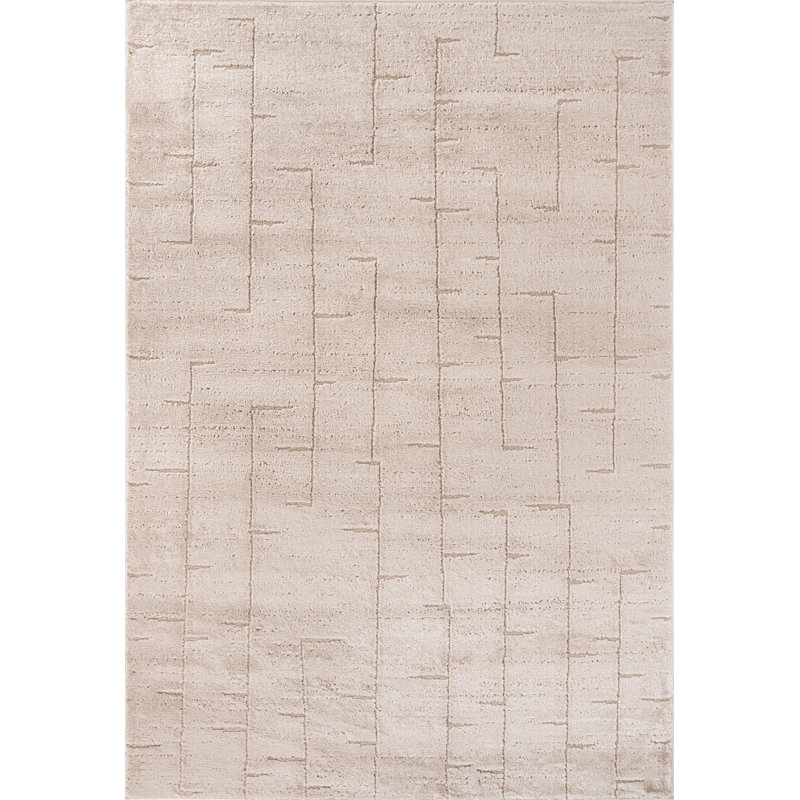 Tapis beige à motif abstrait transitionnel de la collection Leonetti, Rectangulaire 2 pi x 3 pi
