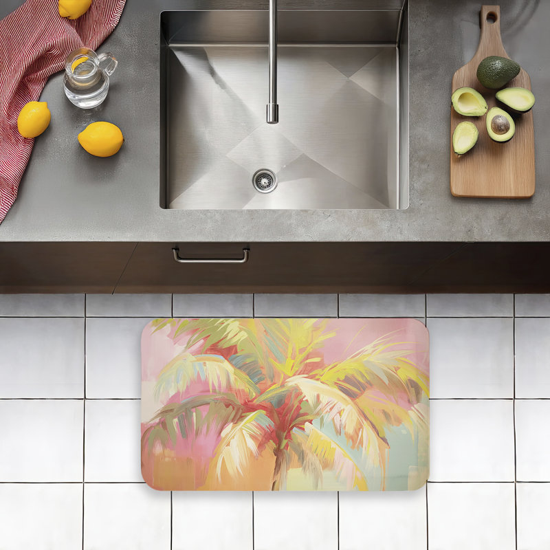 Tapis de cuisine Pastel Fan Palm Brushstrokes
