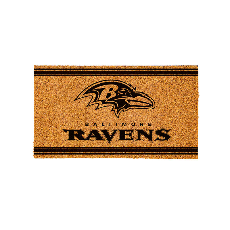 28in. x 16in. NFL Single Color Outdoor Coir Door Mat, Baltimore Ravens