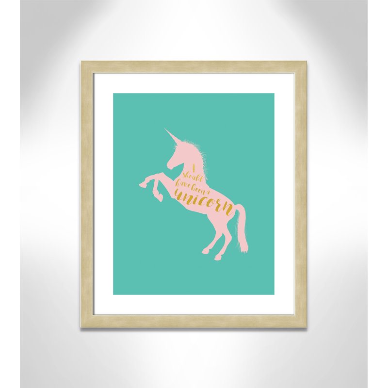 «Aurait dû être une licorne», art encadré, H 24,5 po x l 20,5 po x P 1,18 po, Cadre champagne
