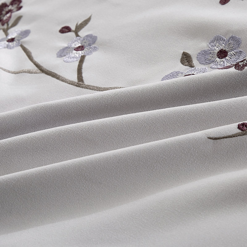 Full Purple and Lavender Floral Embroidery Comforter Set