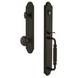 Arc Handleset with Single Cylinder Deadbolt and Windsor Door Knob and Rosette