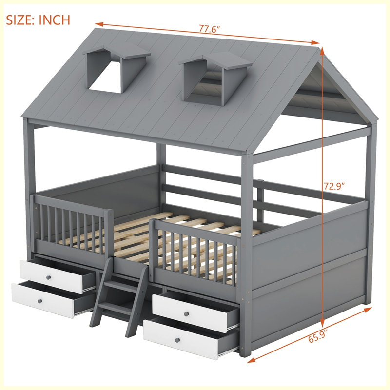 Structure de lit Modern, Gris, Double