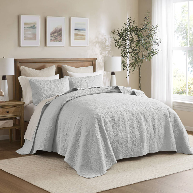 Ensemble de couvre-lit réversible Québec, Couvre-lit grand et 2 taies décoratives, Gris