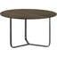 Table d'appoint polyvalente ronde en bois de manguier avec base naturelle et structure en bronze industriel