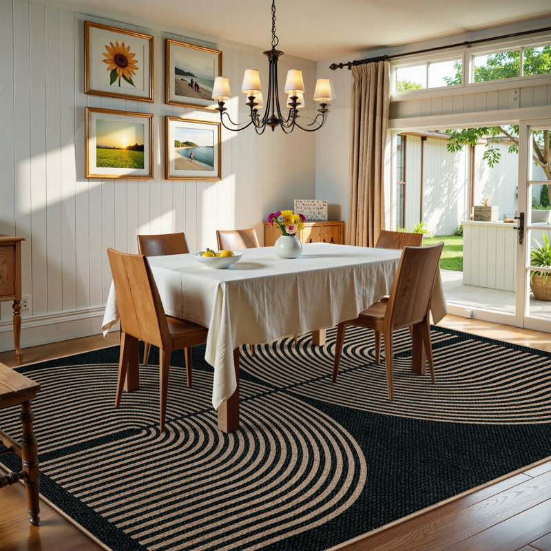 Tapis d'extérieur moderne en faux jute avec envers antidérapant, tapis de patio lavable pour terrasse, cour et intérieur