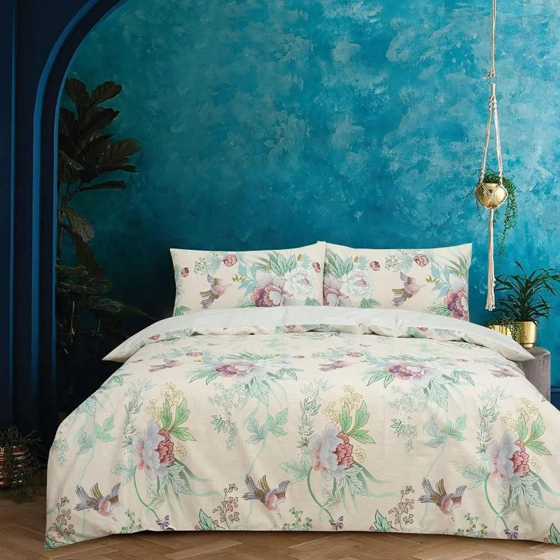 Candida Cotton Blend, Polyester Geometric Shapes Duvet Cover Set with Pillowcases, Kingsize - 2 Standard Pillowcases