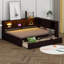 Grand lit de jour en bois avec tablettes de rangement, USB, DEL et 2 tiroirs-1648075949