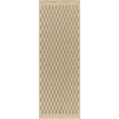 Outdoor Jute-Look Checkered Rug Tan/Black_MGE2311