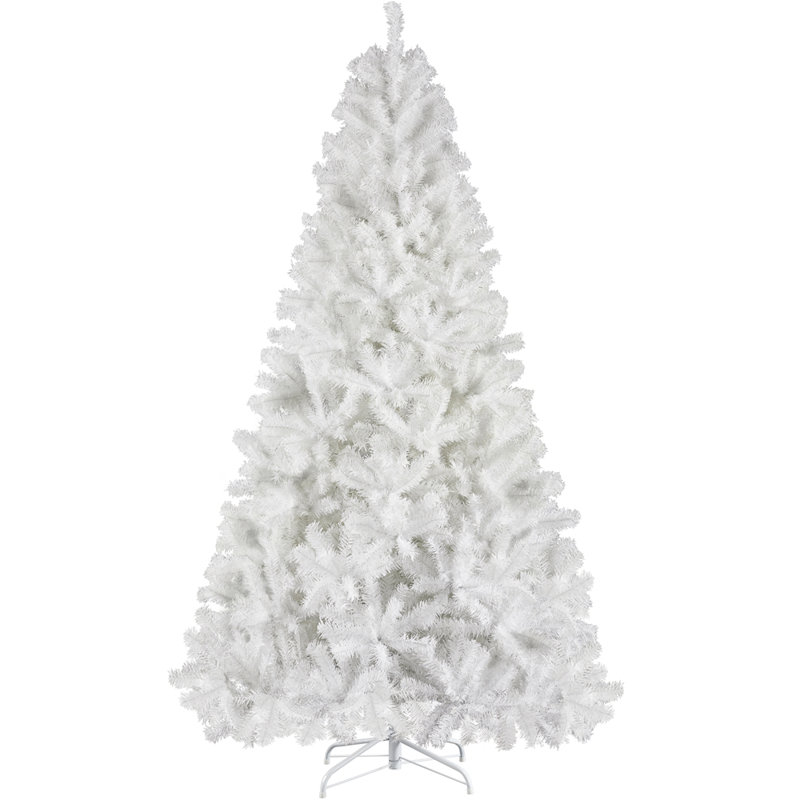 Sapin de Noël artificiel articulé multicolore avec base pliable, 7.5' H, White