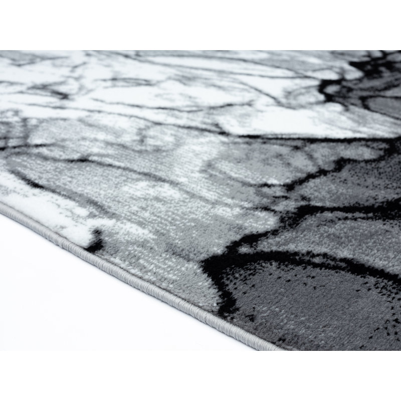 Tapis gris / noir Devola, Rectangle 7 pi 9 po x 10 pi 9 po